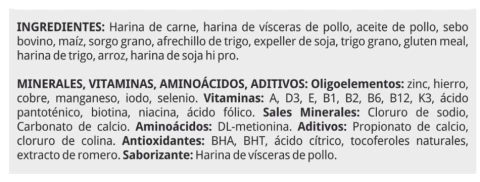 Ingredientes Darwin Perros Adultos x 15 kg