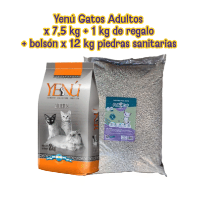 Combo Yenú x 7,5 kg + 1 kg de regalo + Bolsón Piedras Sanitarias x 12 kg
