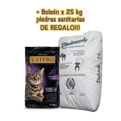 Cat Pro Indoor x 7,5 kg + Bolsón x 25 kg de Piedras de Regalo!